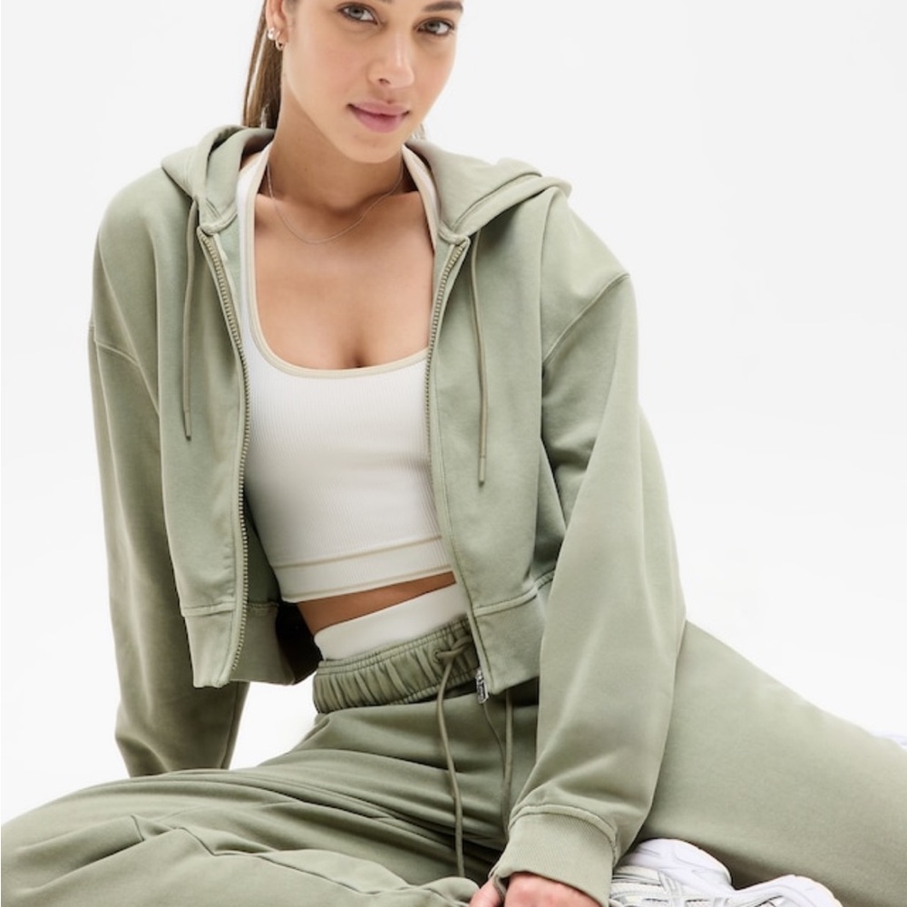Athleta Forever Fleece Crop Full Zip